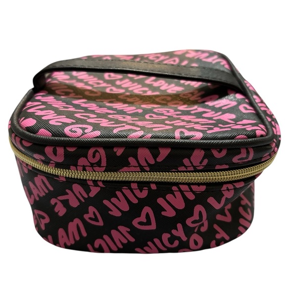 Juicy Couture Black and Pink Cosmetic Bag Soft Shell Zip Closure - Picture 1 of 6